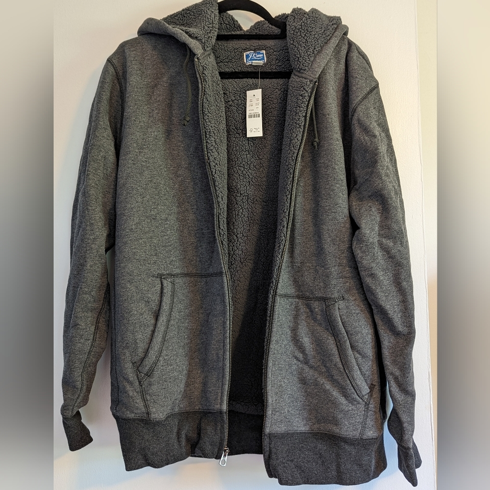 Marled brushed fleece sherpa-lined full-zip hoodie